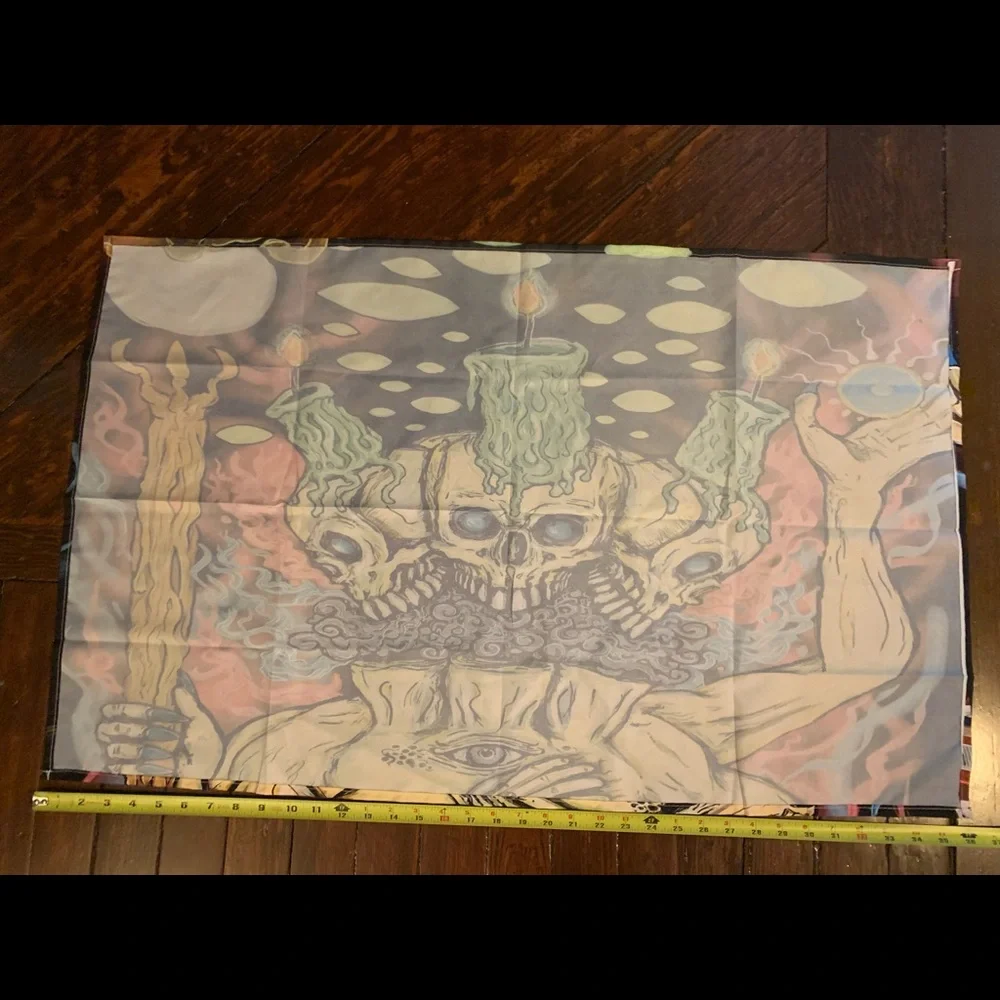 Skull candle tapestry trippy 420 eye sun Halloween hippie wall home decor